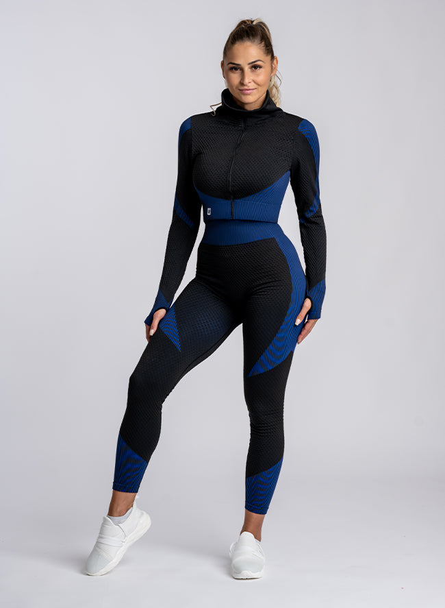 Megasstic valkyrie blue top, jacket and leggings side step