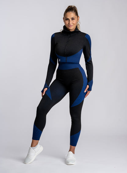 Megasstic valkyrie blue top, jacket and leggings side step